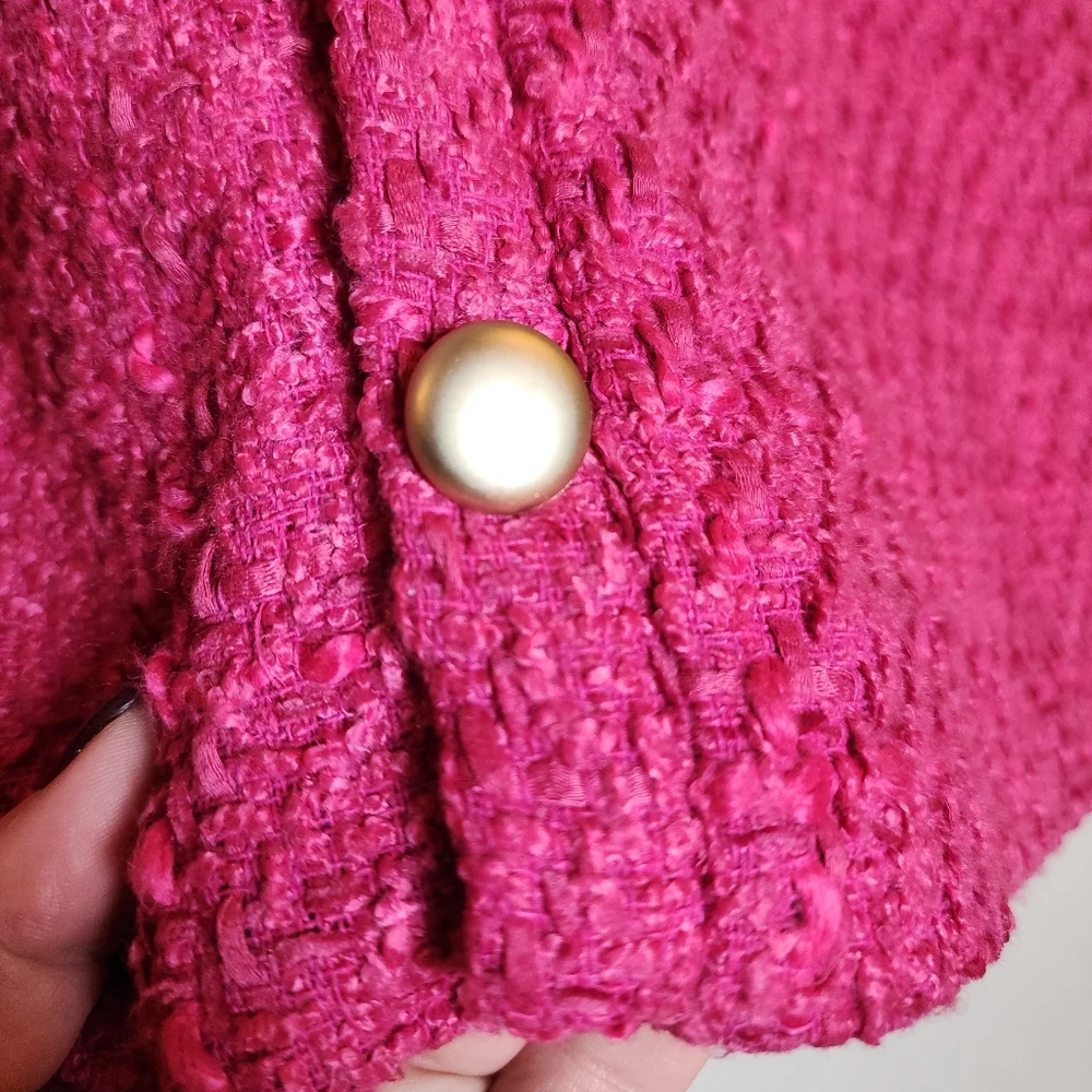 NWT Nine West Pink Tweed Mini Skirt Gold Buttons‎ Women's Size XL